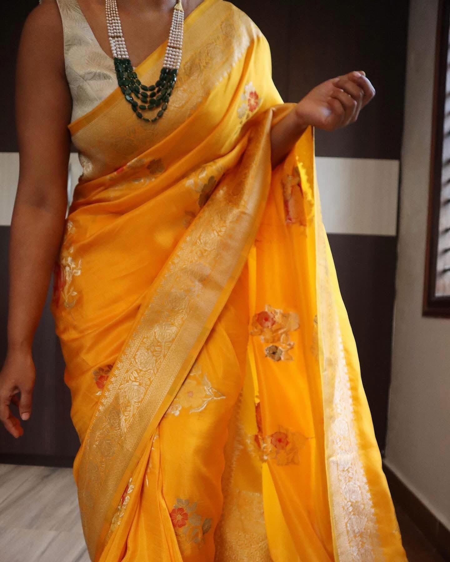 Banaras munga silk sarees with meenakari weaving