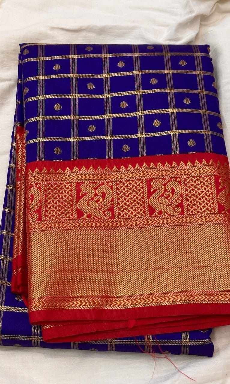Semi kanjeevaram silk saree with koravai weaving