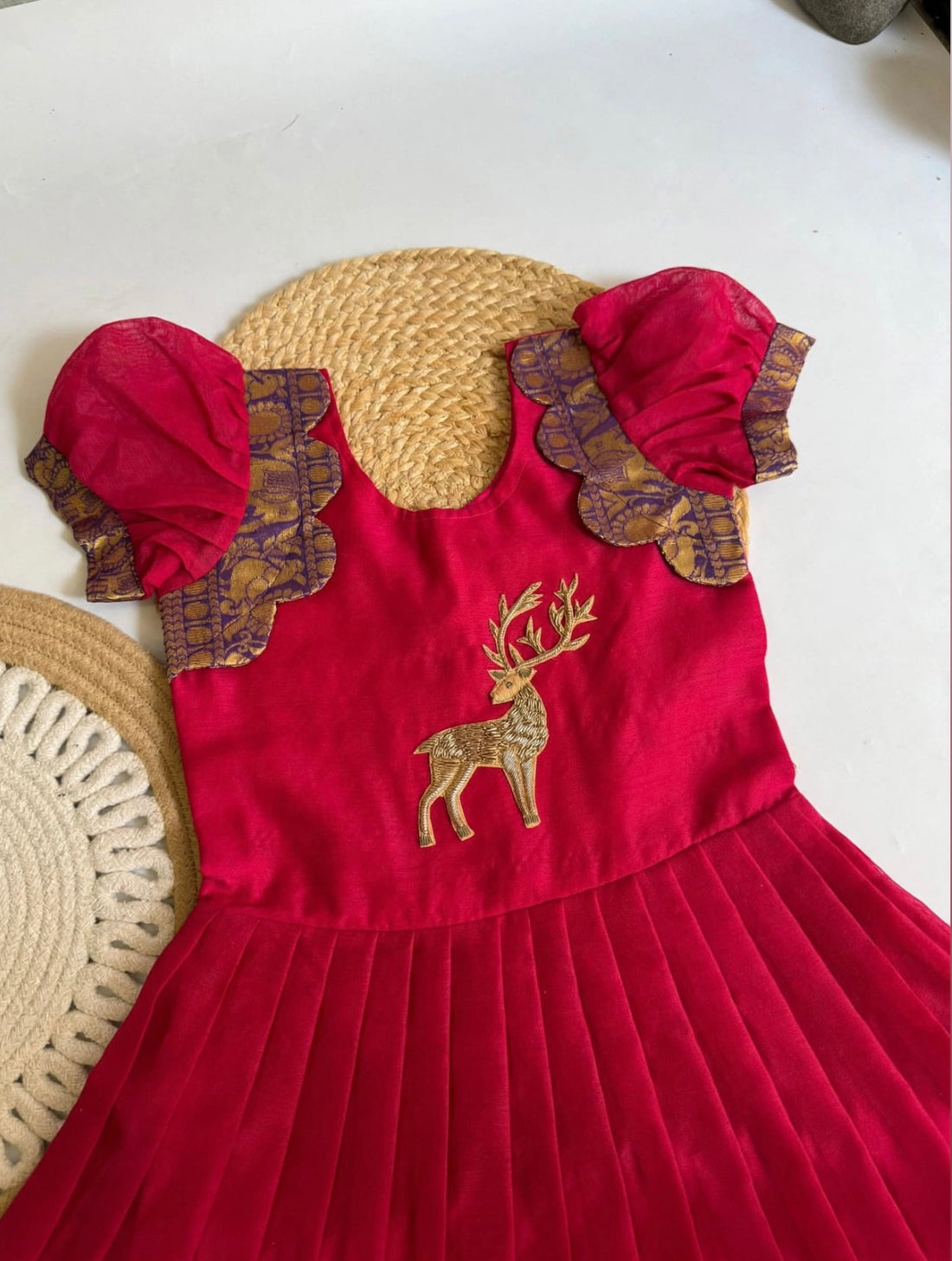 Narayanpet silk cotton fully stitched dresses with handwork (1-16 years)