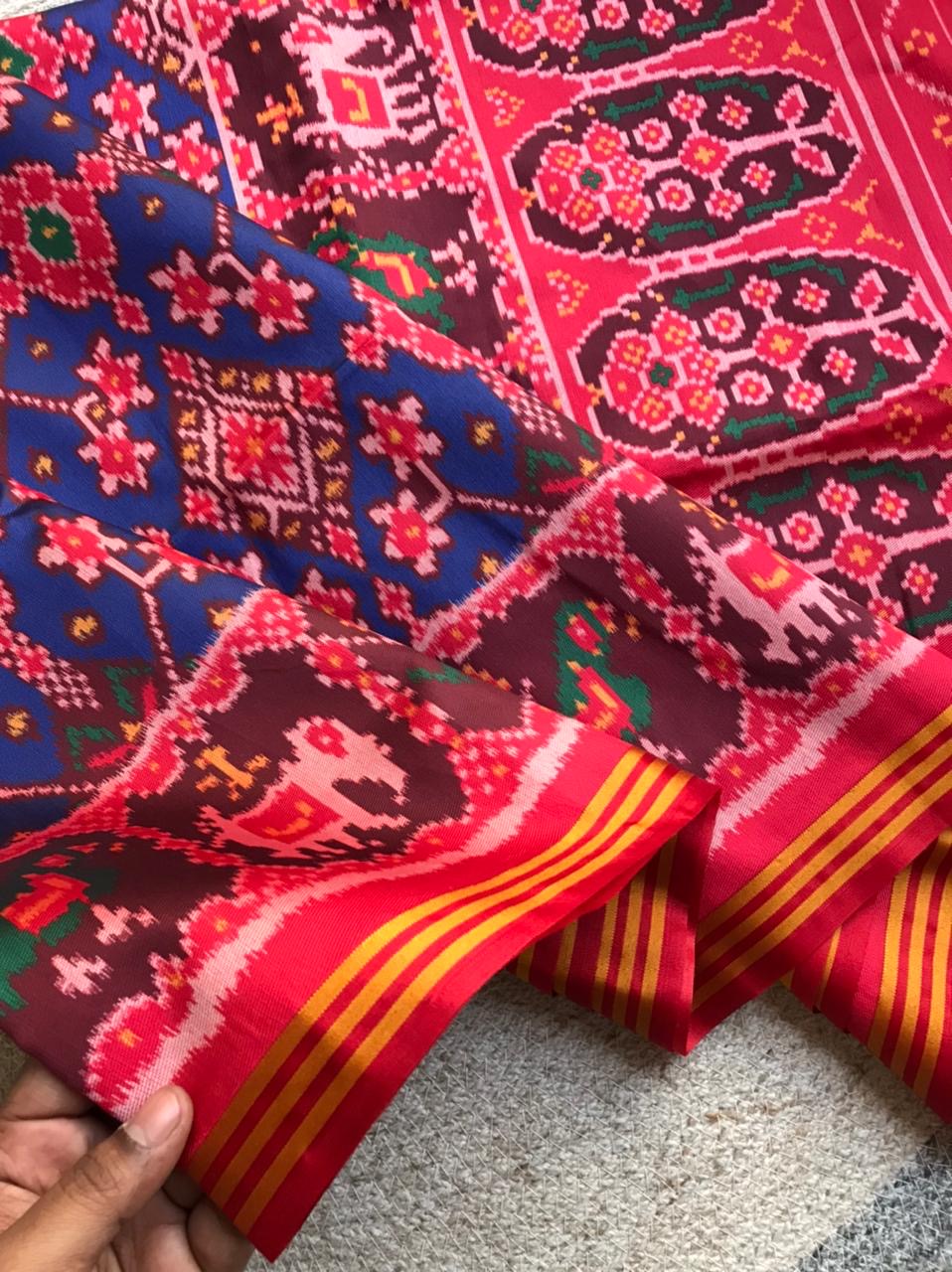 Fancy patan patola silk sarees unstitched blouse