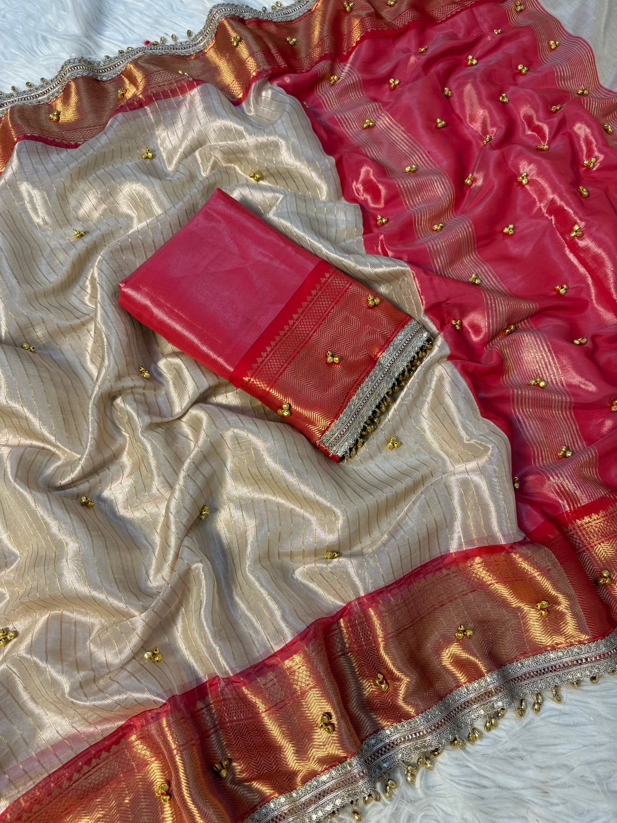 Banaras tissue silk saree in ghungroo handwork