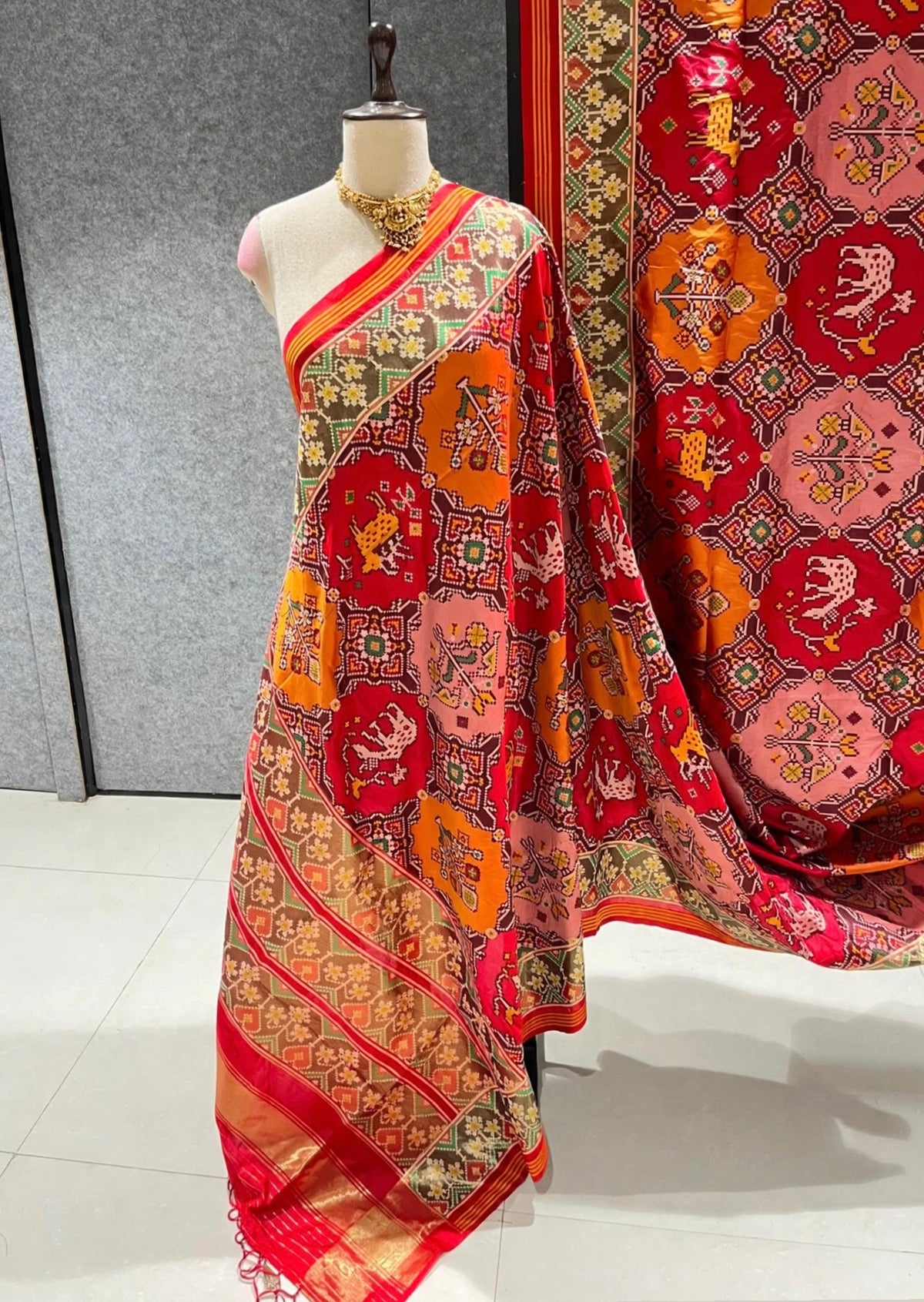 Fancy patan patola silk sarees in navaratan design