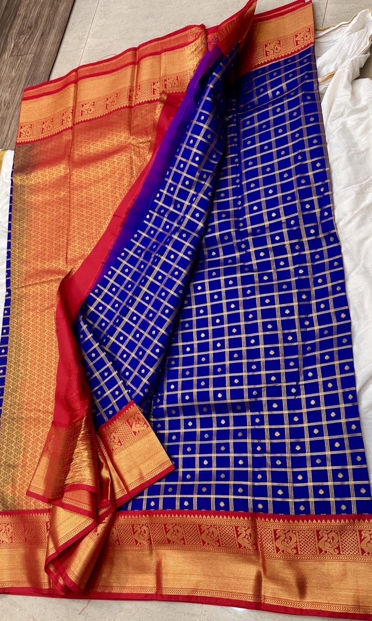 Semi kanjeevaram silk saree with koravai weaving