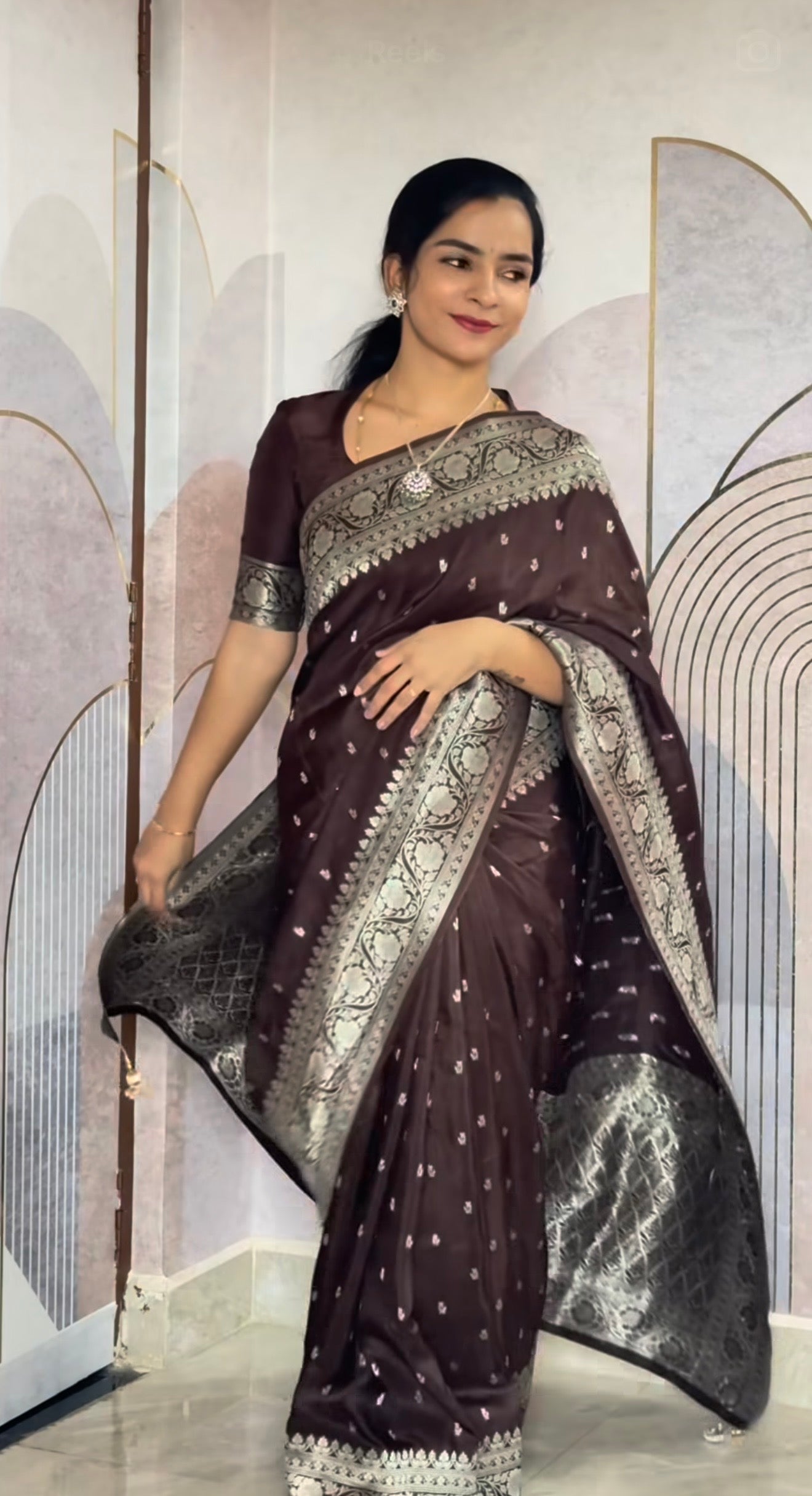 Banaras tussar silk sarees with allover weaving and unstitched blouse