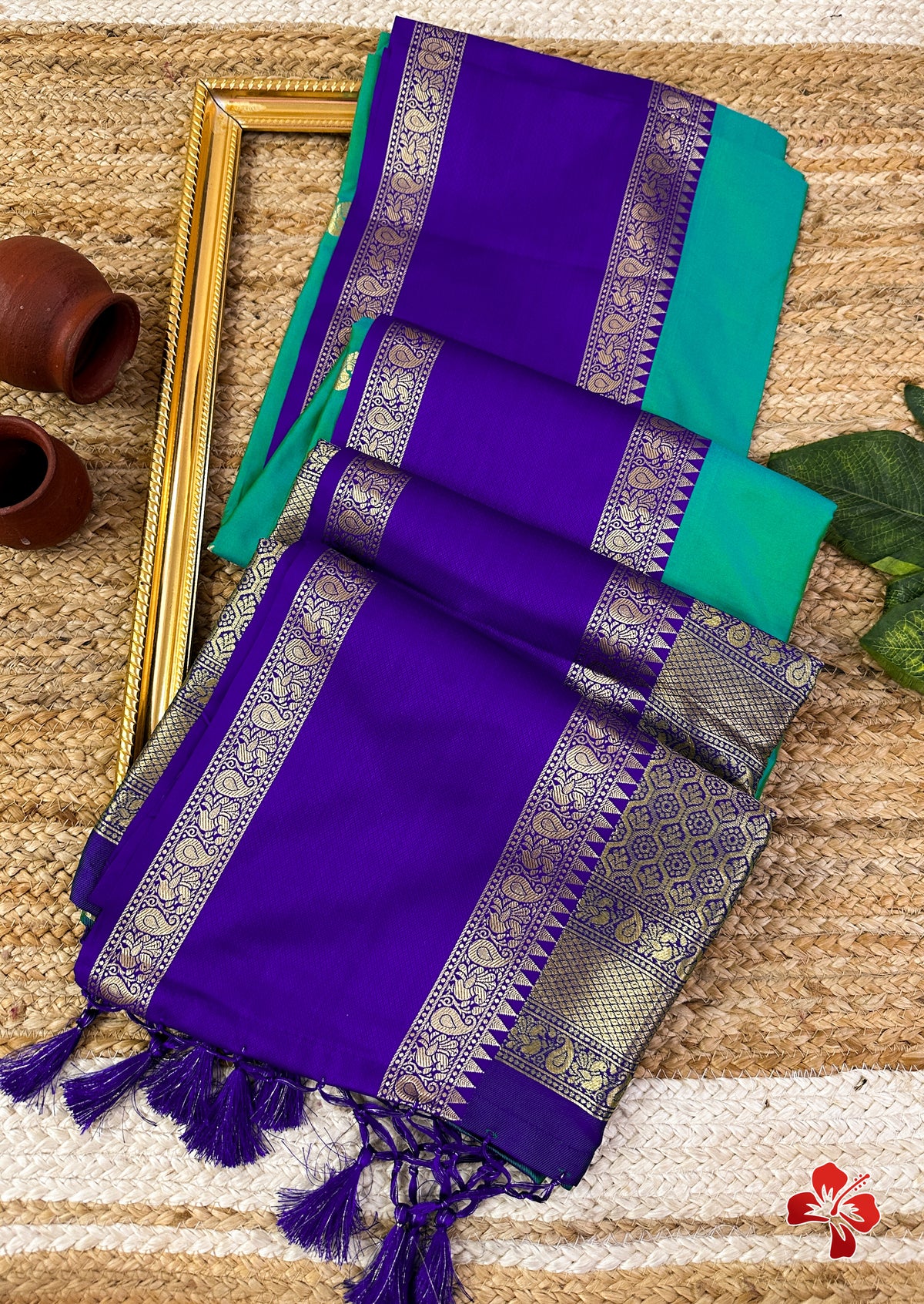 Vintage banaras soft silk saree with gap borders and rich blouse