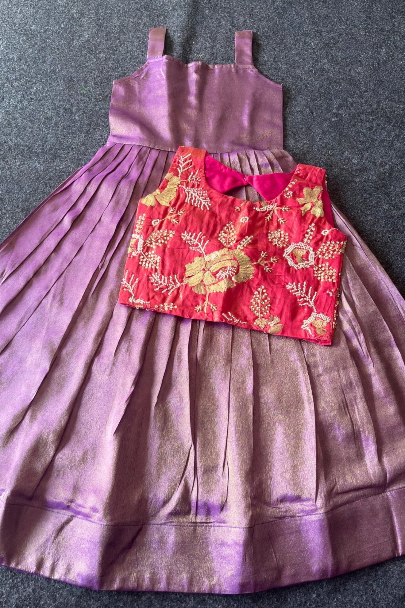 Kids tissue silk dress with rich croptop (0-16 years )