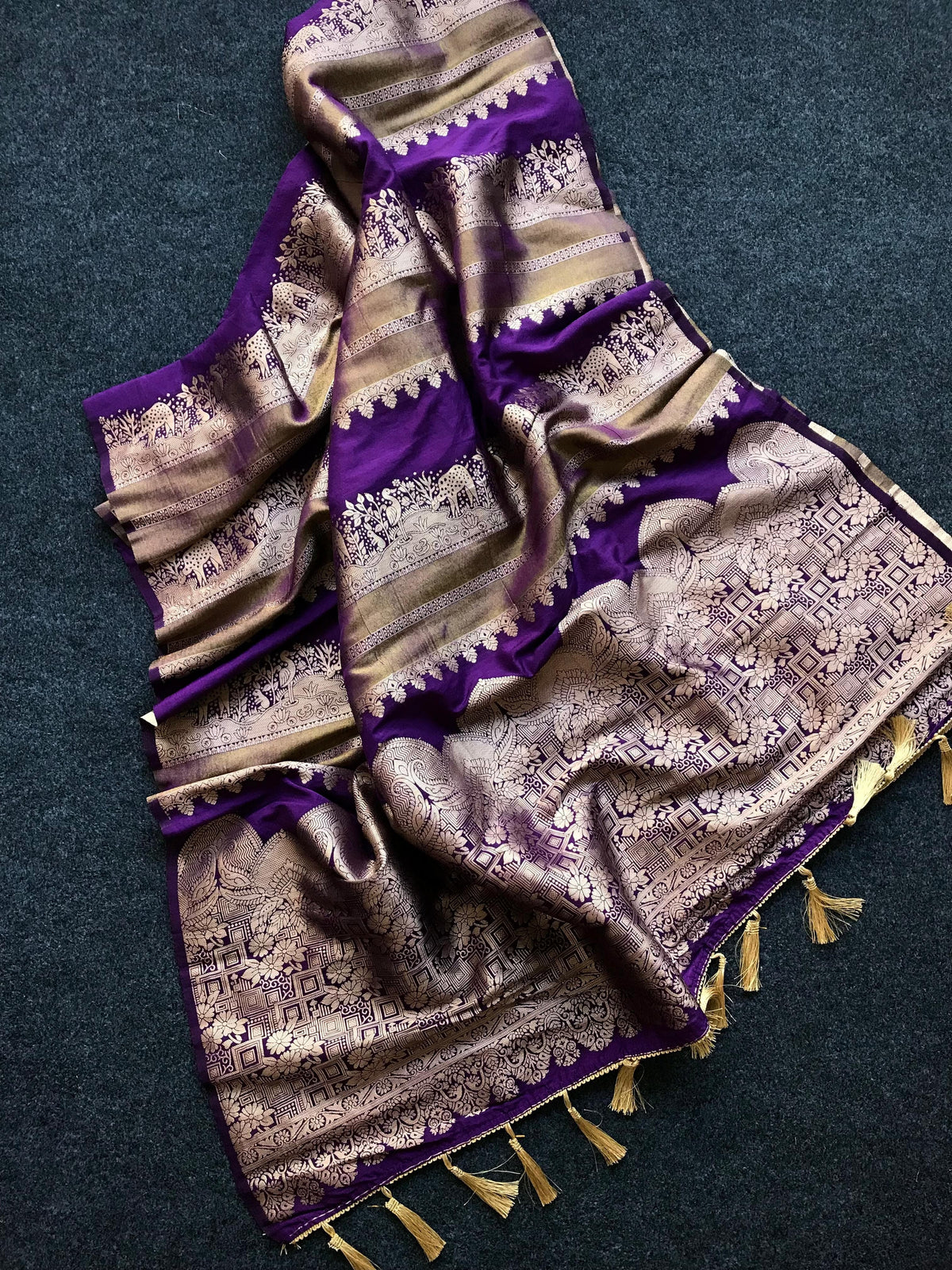 Banaras crepe silk sarees with rich weaving allover and blouse