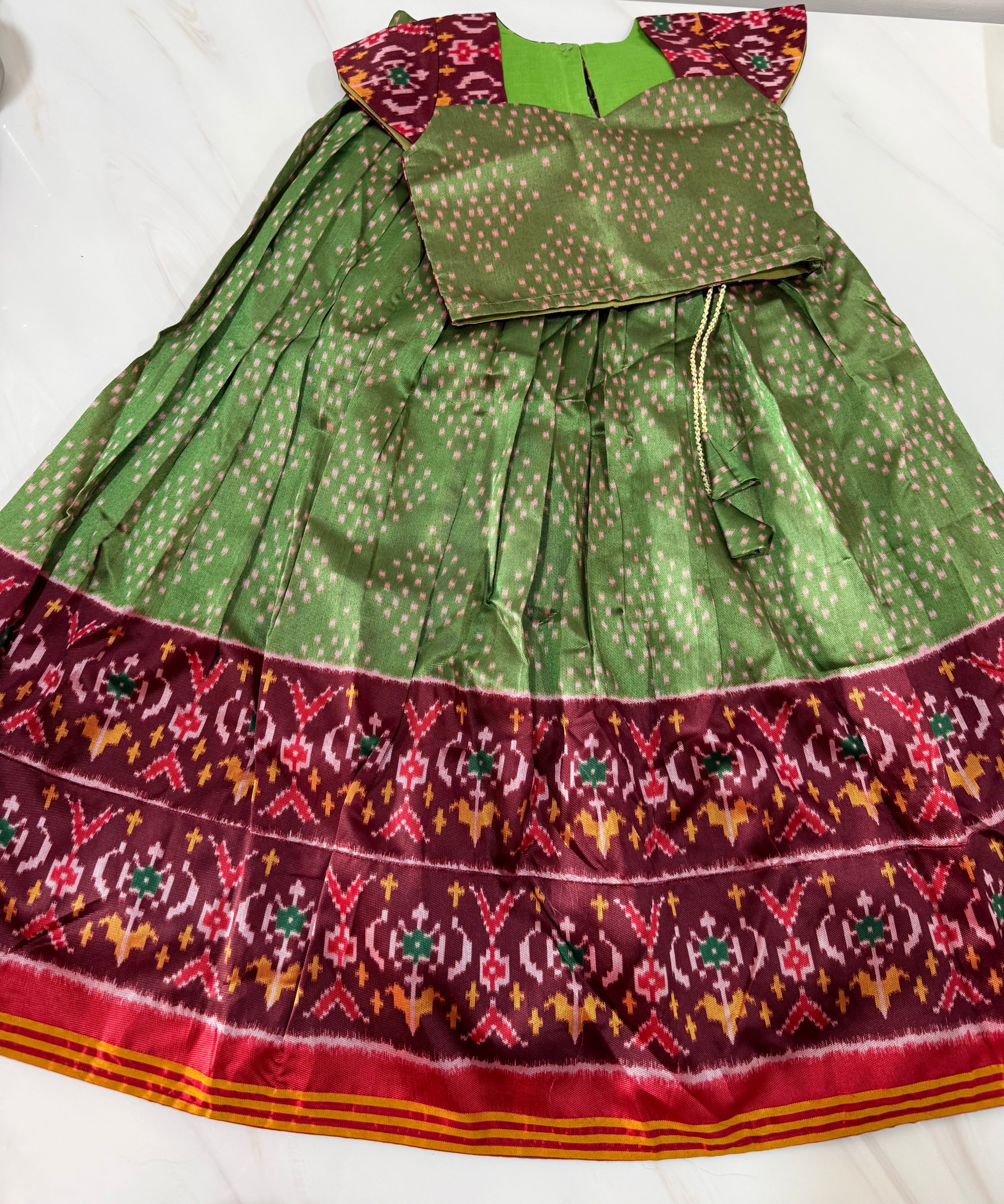 Fancy patan patola kids fully stitched lehangas (0-16 years)