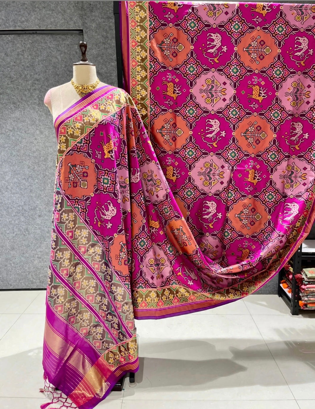 Fancy patan patola silk sarees in navaratan design