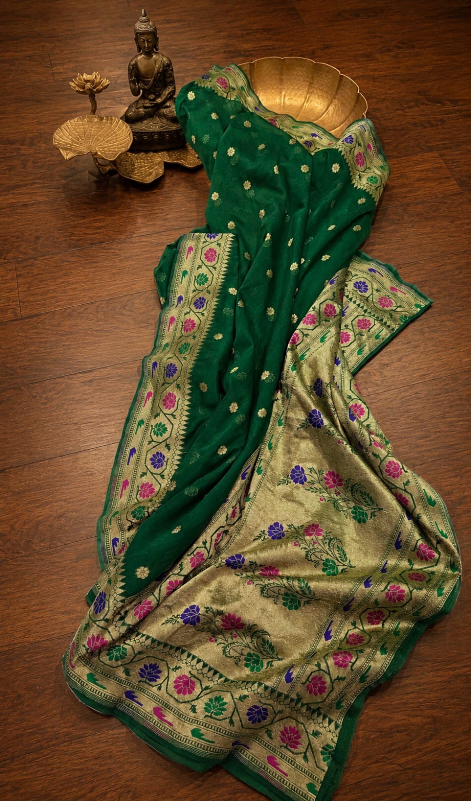 Banaras pure paithani crepe silk sarees with unstitched blouse