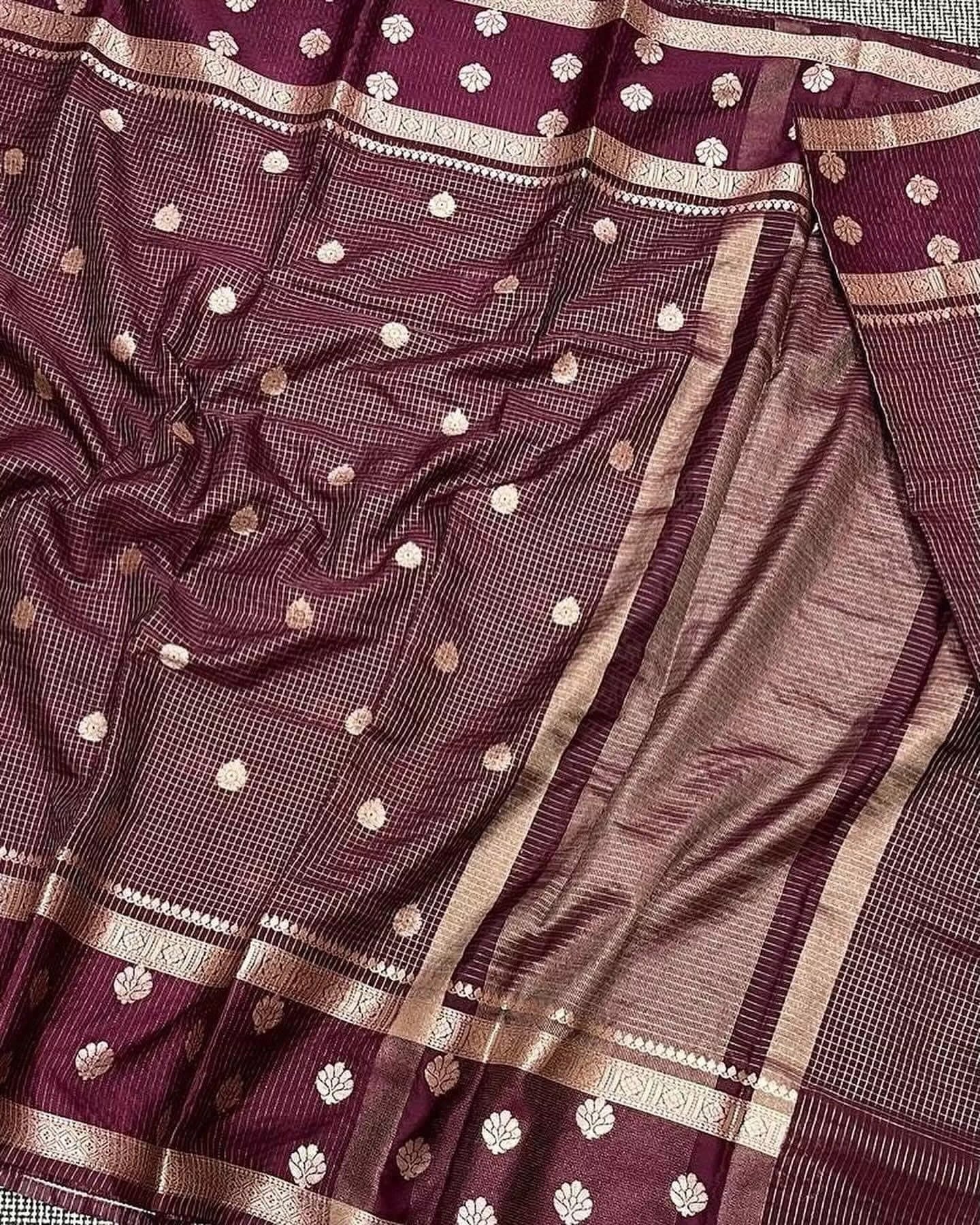 Banaras vintage soft silk sarees with allover weaving and unstitched blouse