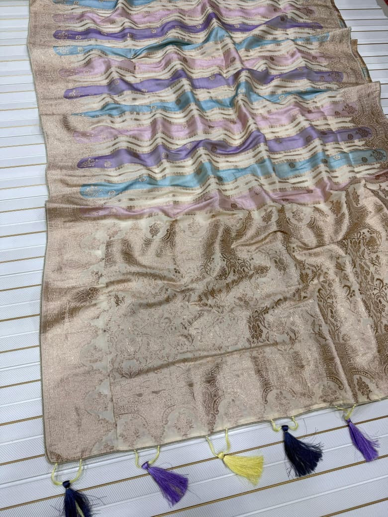 Banaras rangkat soft silk sarees with rich weaving allover and blouse