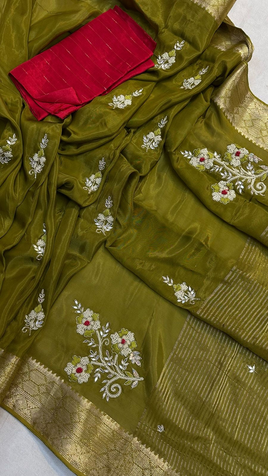 Banaras crepe silk sarees with handwork