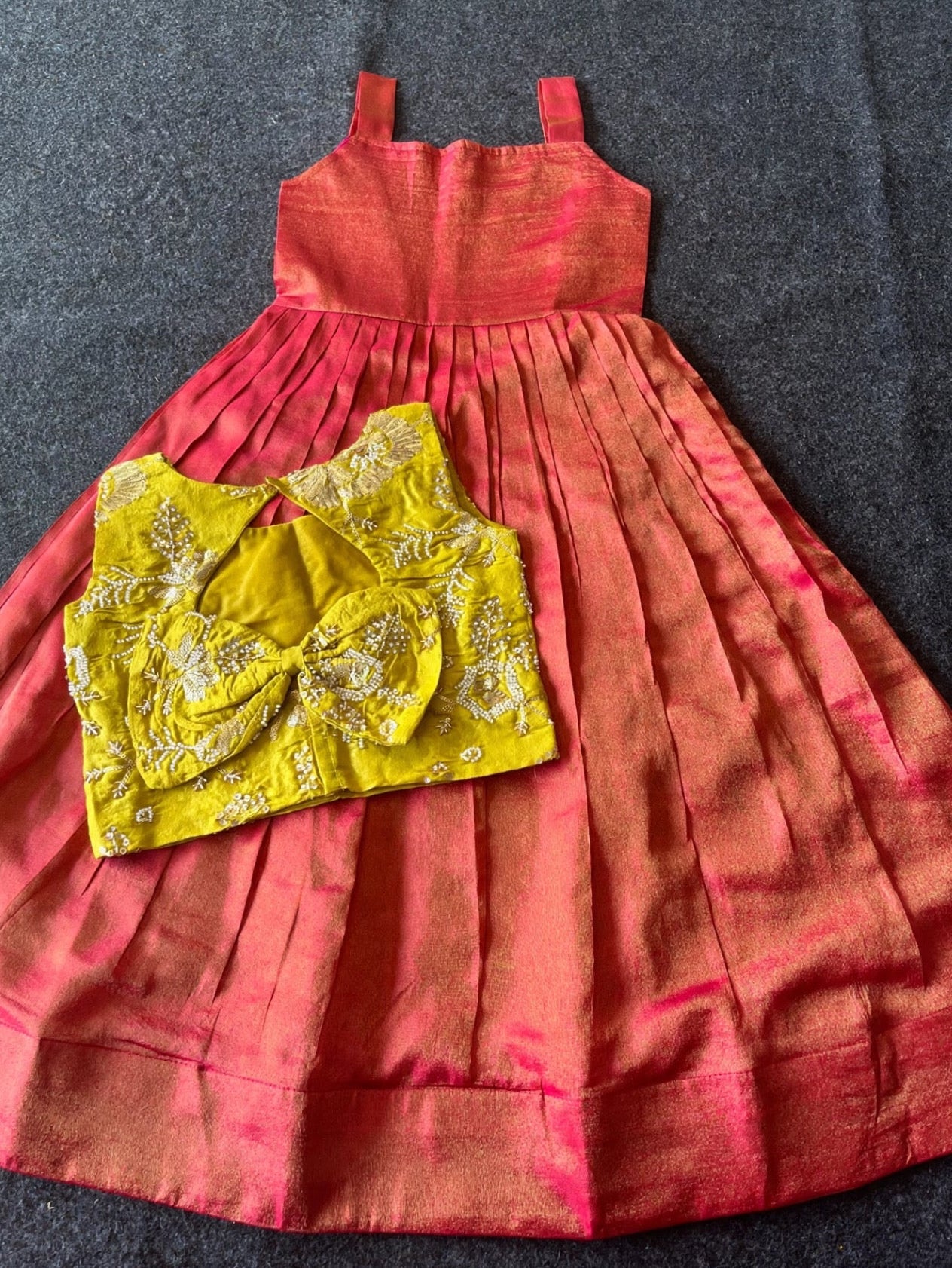 Kids tissue silk dress with rich croptop (0-16 years )