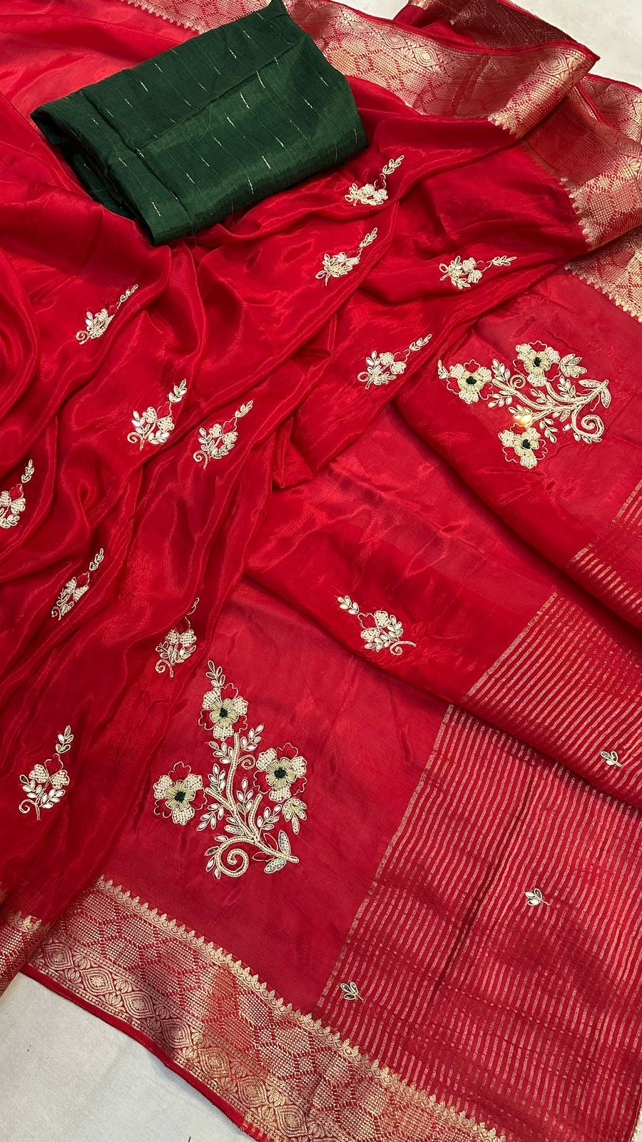 Banaras crepe silk sarees with handwork