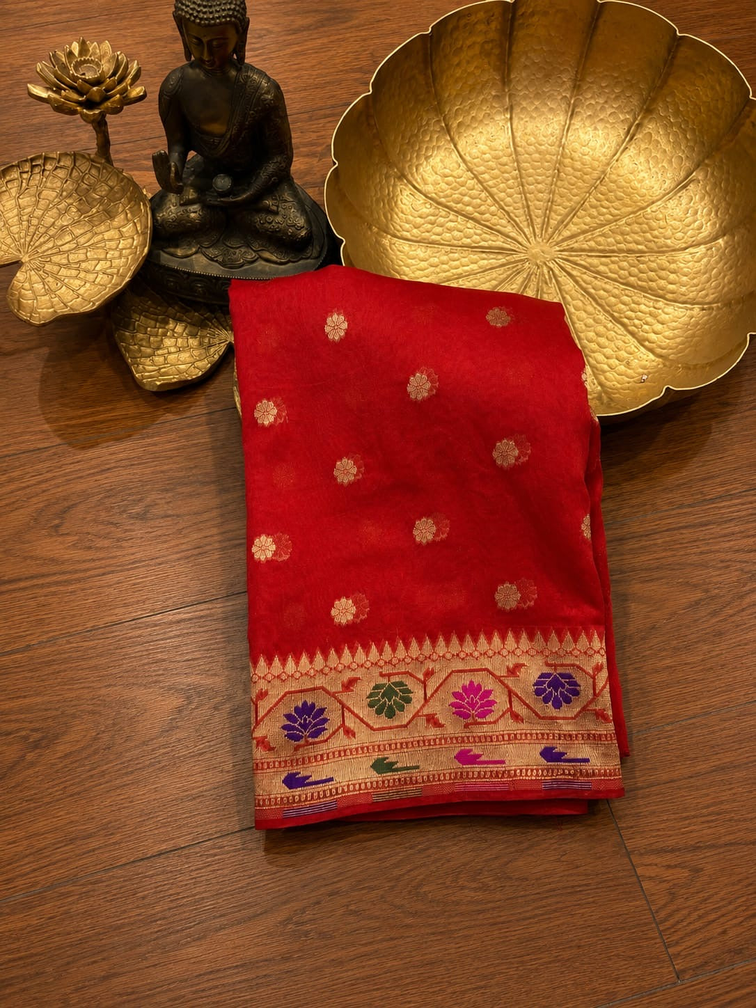 Banaras pure paithani crepe silk sarees with unstitched blouse