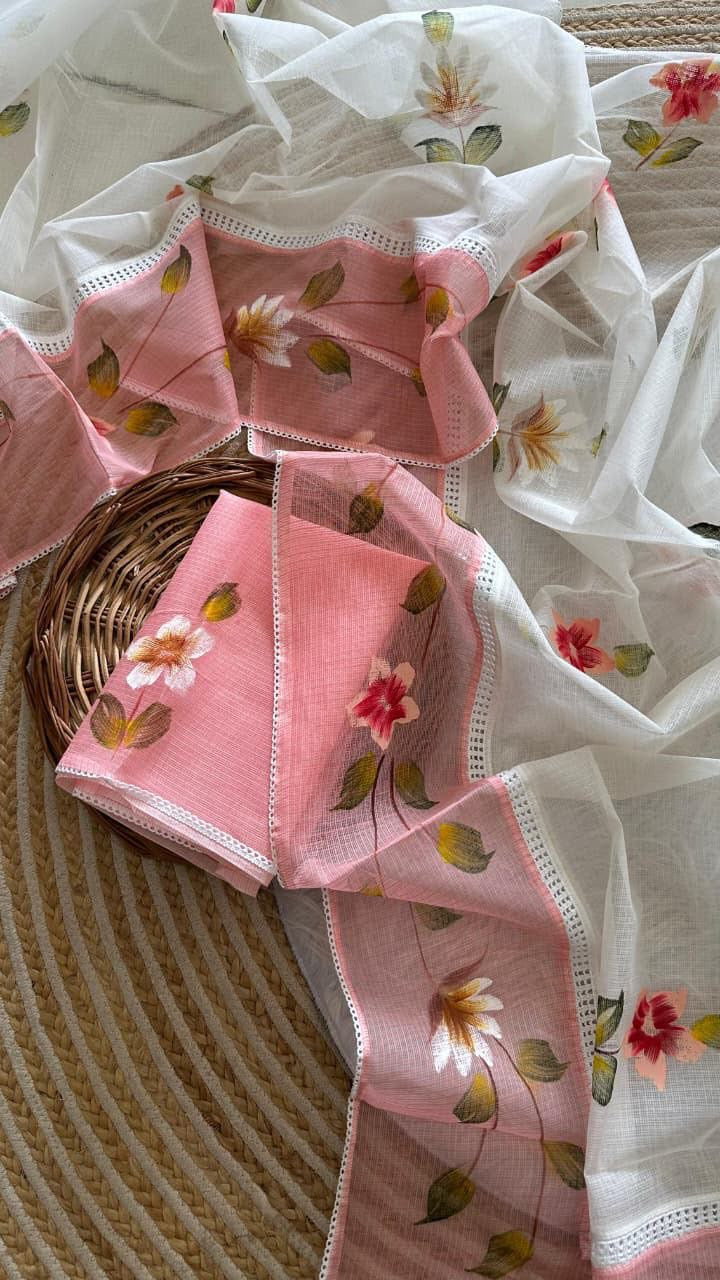 Kota sarees with handpainting allover