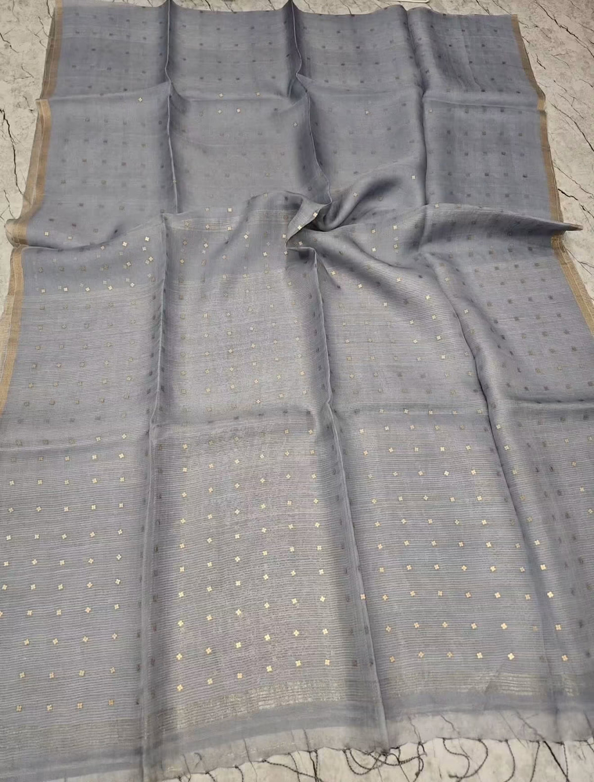 Handloom pure muslin silk sarees with sequins weaving