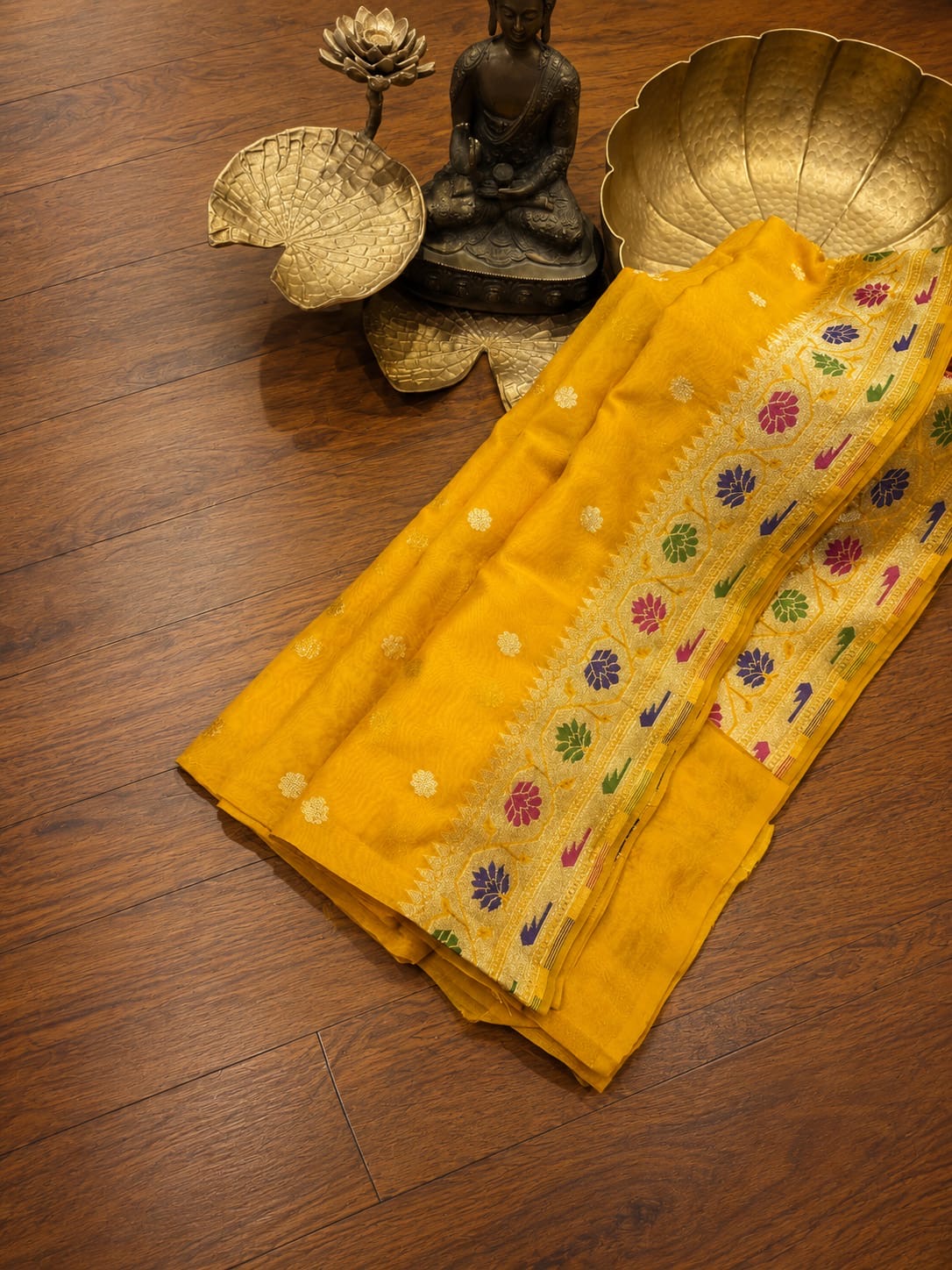 Banaras pure paithani crepe silk sarees with unstitched blouse