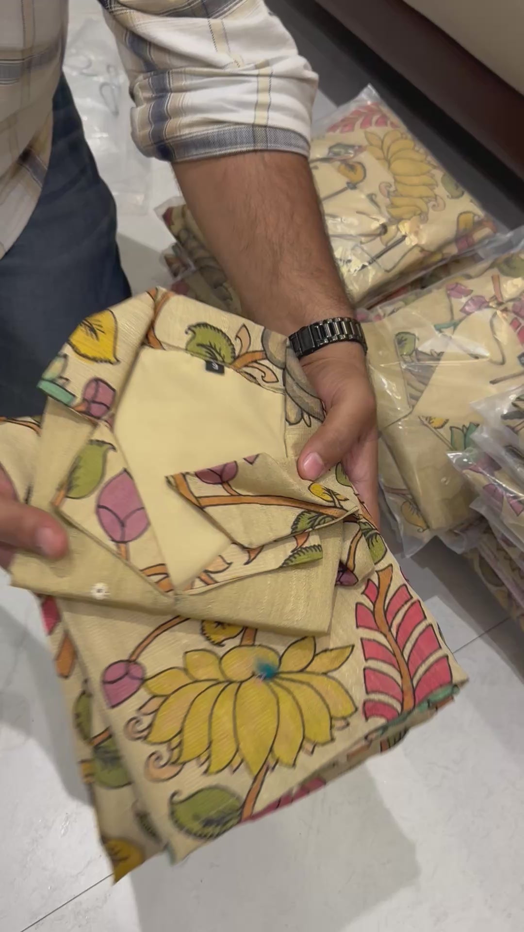 Kids tussar kalamkari lehanga set (0-16 years )
