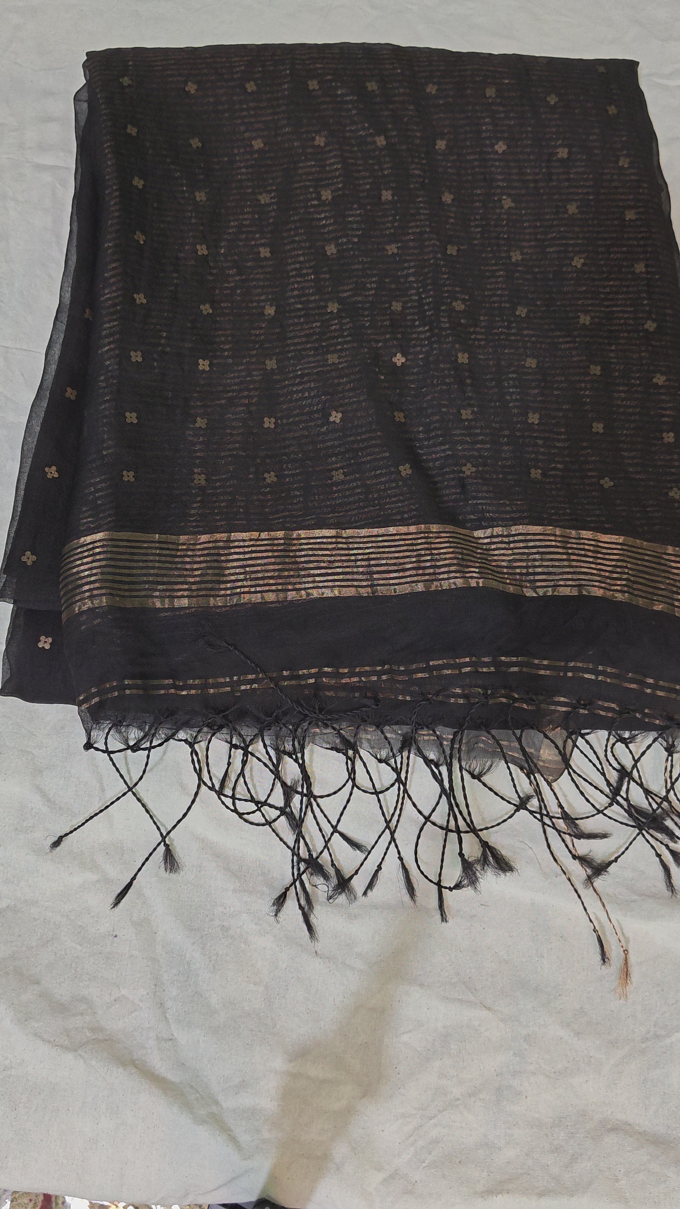 Handloom pure muslin silk sarees with sequins weaving