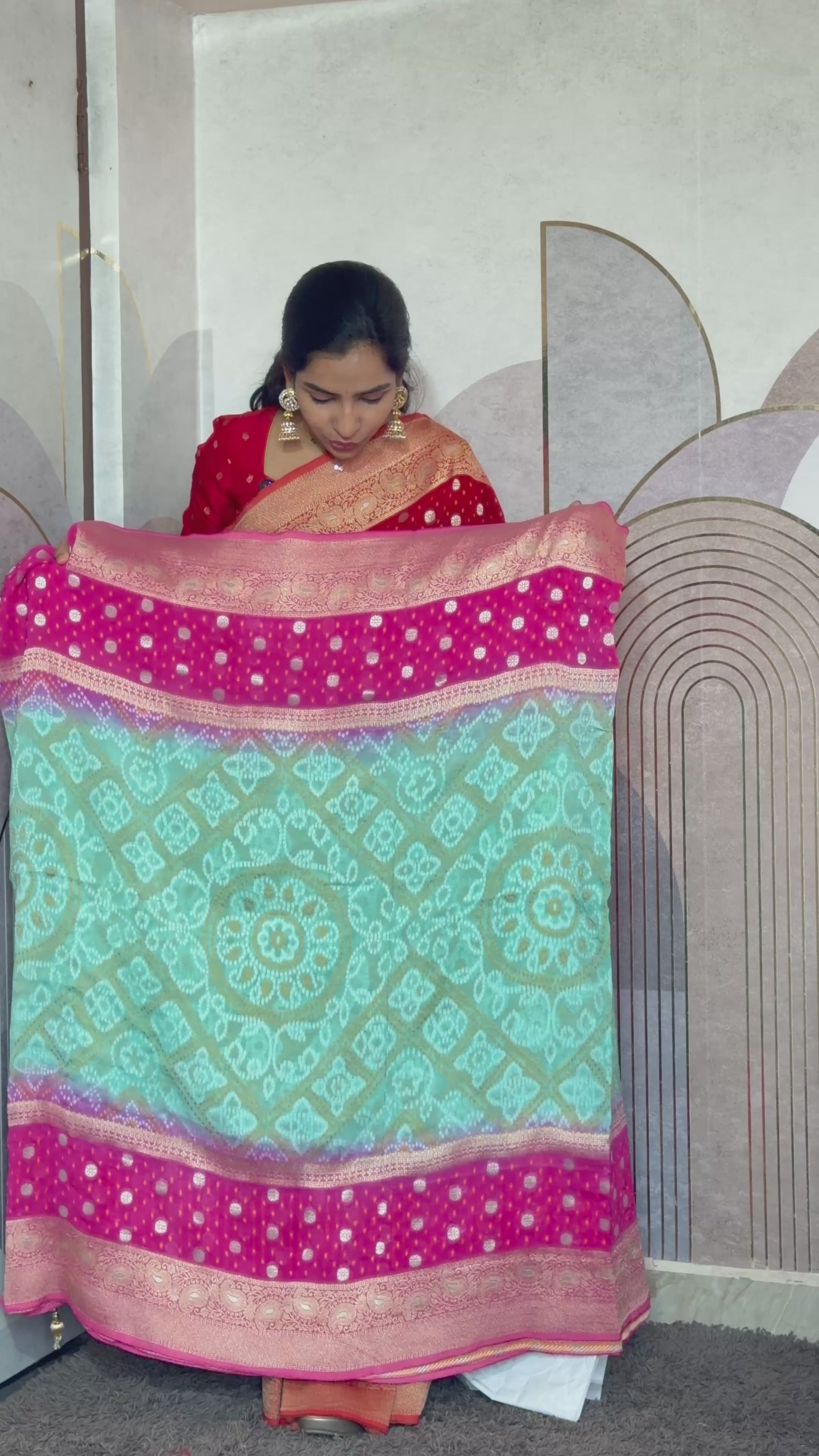 Banaras bandini georgette saree with allover weaving and rich blouse unstitched