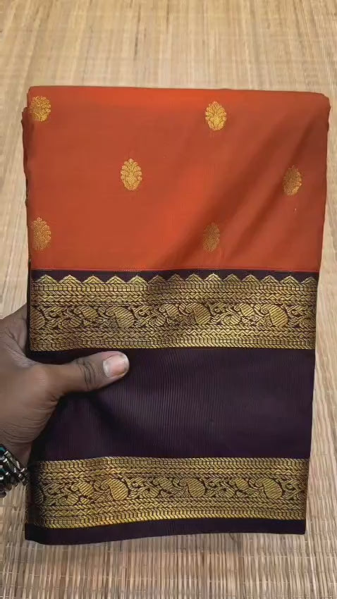 Exclusive semi kanjeevaram silk saree with gap borders