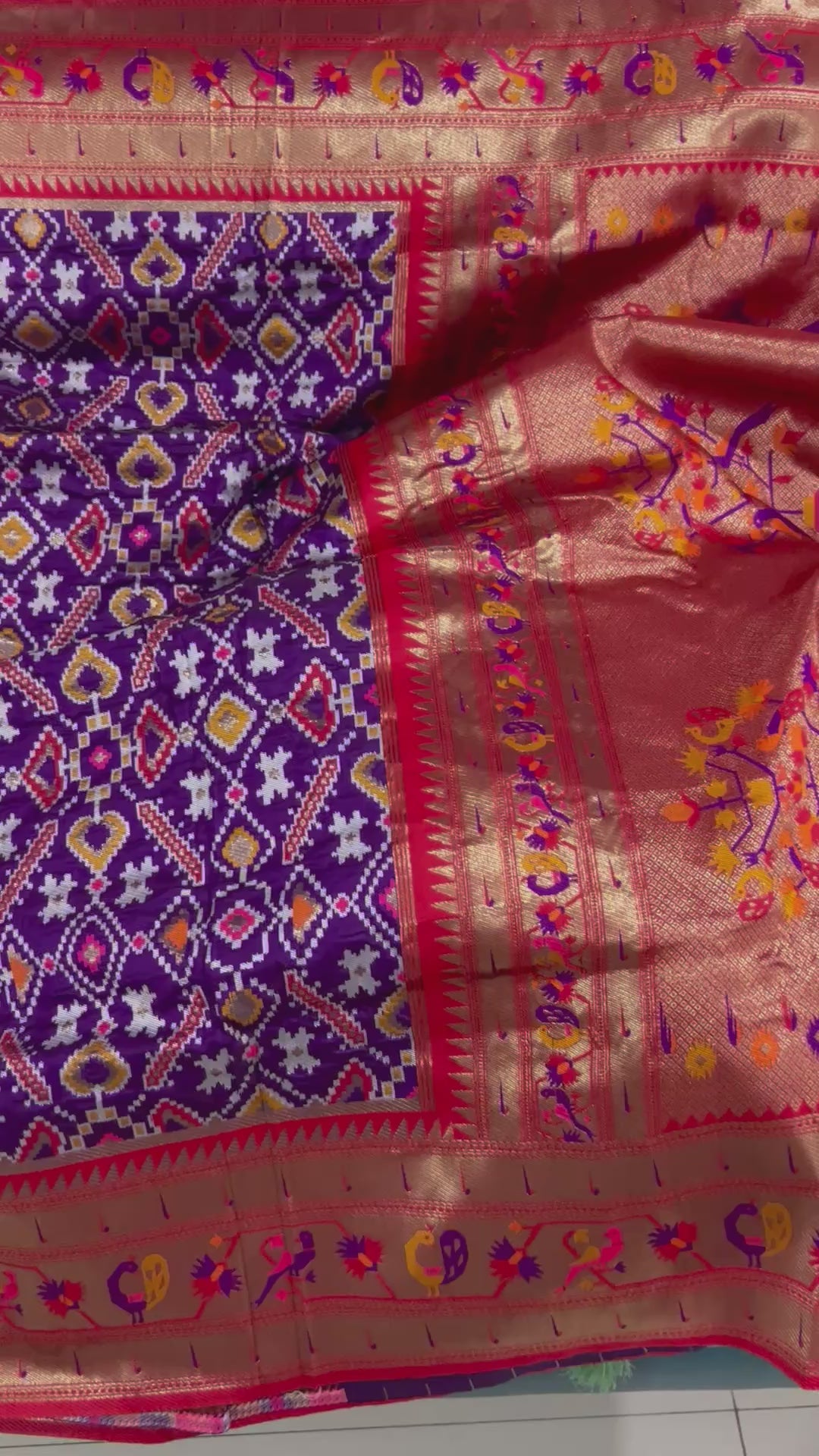 Fusion banaras patola paithani silk saree with allover weaving and rich blouse unstitched