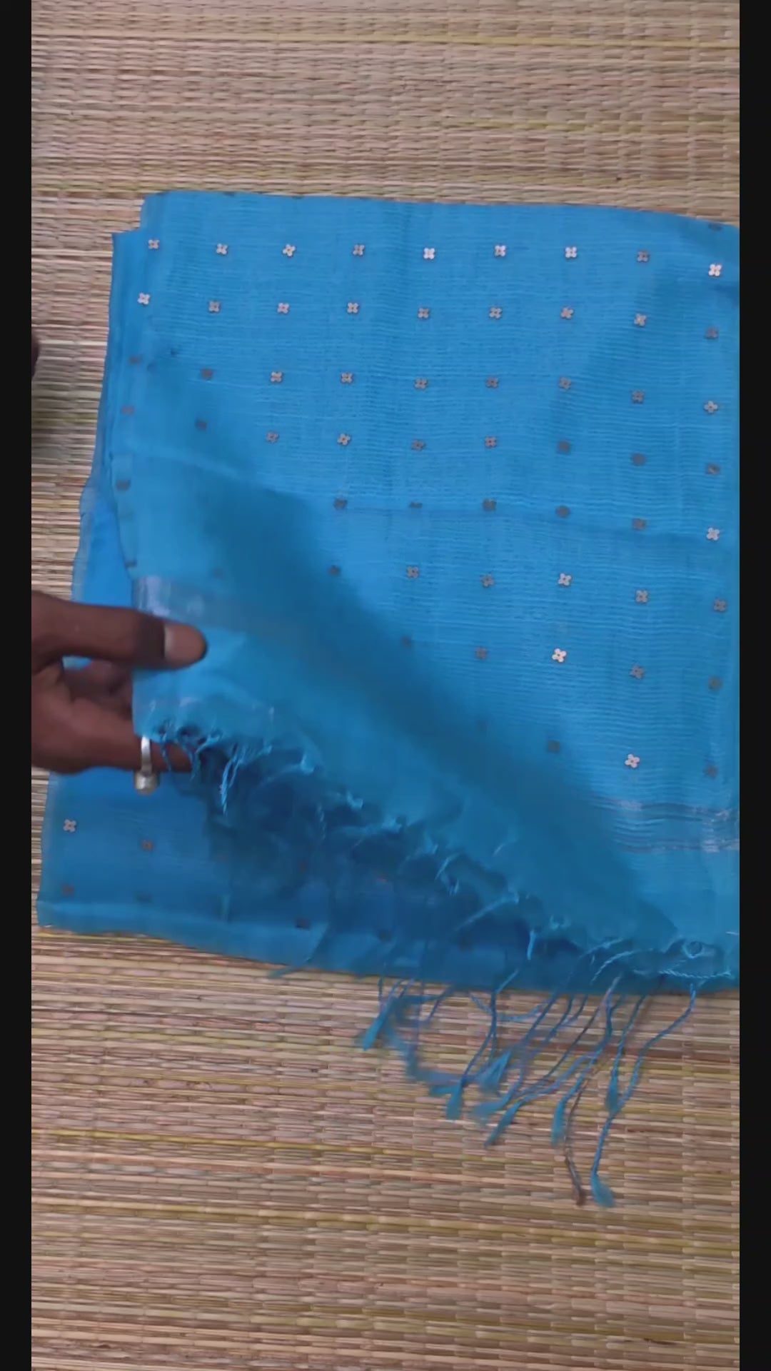 Handloom pure muslin silk sarees with sequins weaving