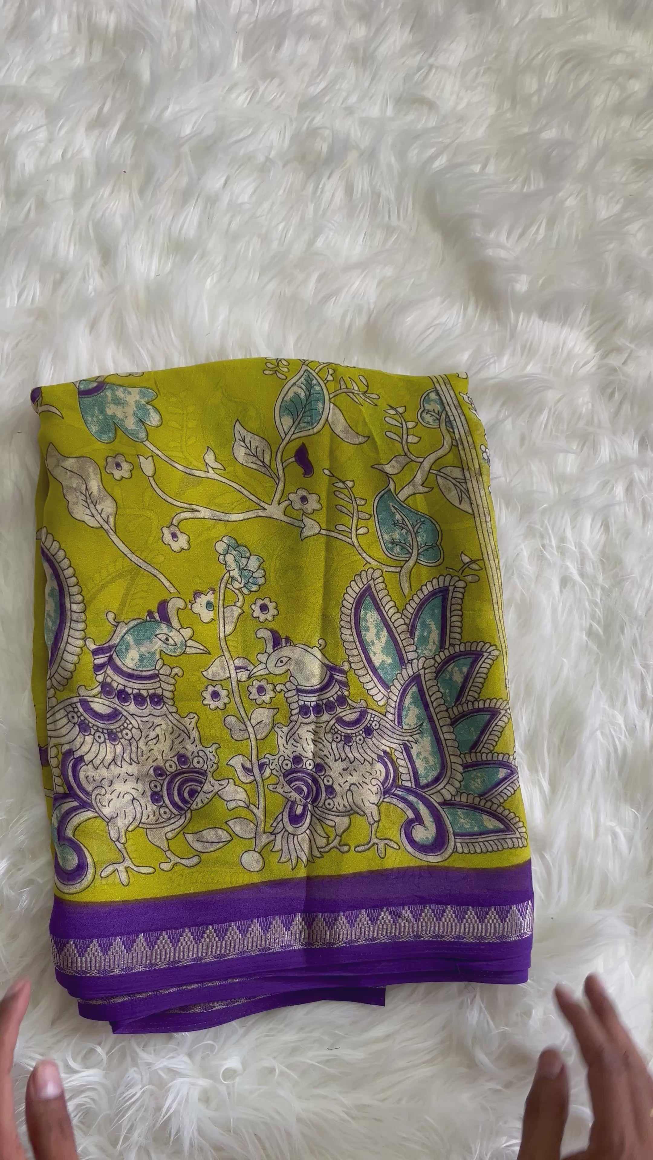 Kalamkari soft silk saree with unique combination unstitched blouse